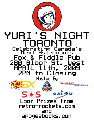 Yuri's Night Toronto, April 11th, 7PM to close, 280 Bloor St. West